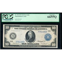 1914 $10 New York Federal Reserve Note PCGS 66PPQ