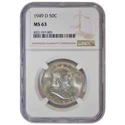 1949-D Franklin Half Dollar Coin NGC MS63