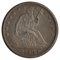 1874 Seated Liberty Half Dollar Coin