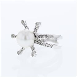 18KT White Gold 5.25ct Pearl and Diamond Ring