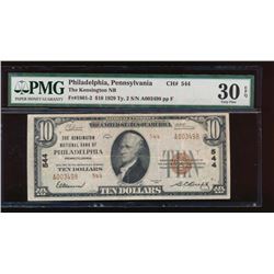 1929 $10 Philadelphia Nation Bank Note PMG 30EPQ