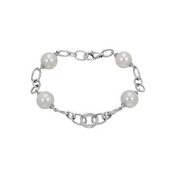 18KT White Gold 33.61ctw Pearl and Diamond Bracelet