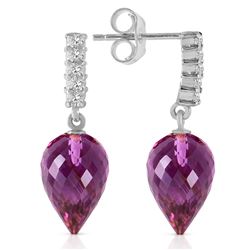 Genuine 19.15 ctw Amethyst & Diamond Earrings Jewelry 14KT White Gold - REF-47V4W