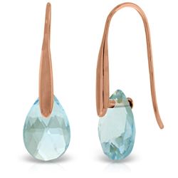 Genuine 6 ctw Blue Topaz Earrings Jewelry 14KT Rose Gold - REF-38X5M