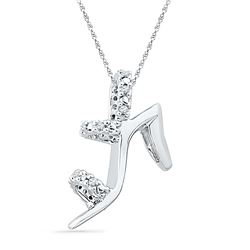 0.05 CTW Diamond Stiletto Shoe Pendant 10KT White Gold - REF-12W2K