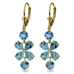 Genuine 5.32 ctw Blue Topaz Earrings Jewelry 14KT Yellow Gold - REF-50X3M