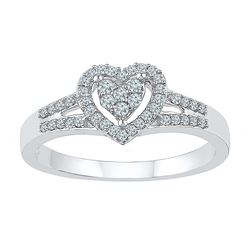 0.20 CTW Diamond Heart Love Ring 10KT White Gold - REF-22W4K