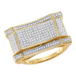 0.50 CTW Mens Diamond Concave Rectangle Cluster Ring 10KT Yellow Gold - REF-71W9K