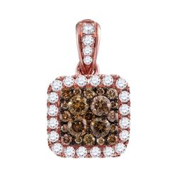 1.01 CTW Cognac-brown Color Diamond Square Pendant 14KT Rose Gold - REF-82Y4X