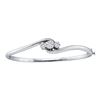 Image 1 : 0.51 CTW Diamond Triple Flower Cluster Bangle Bracelet 14KT White Gold - REF-112W5K