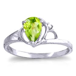 Genuine 0.66 ctw Peridot & Diamond Ring Jewelry 14KT White Gold - REF-31P4H