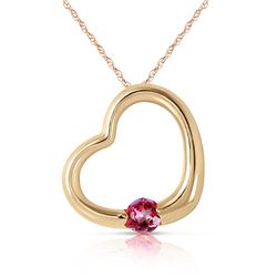 Genuine 0.25 ctw Pink Topaz Necklace Jewelry 14KT Yellow Gold - REF-29P2H