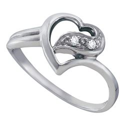 0.04 CTW Diamond Simple Heart Ring 10KT White Gold - REF-16N4F