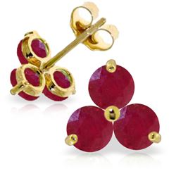 Genuine 1.50 ctw Ruby Earrings Jewelry 14KT Yellow Gold - REF-22K2V