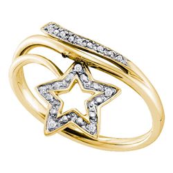 0.03 CTW Diamond Star Bypass Ring 10KT Yellow Gold - REF-12X2Y