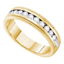 0.50 CTW Diamond Single Row Wedding Ring 14KT Yellow Gold - REF-75X2Y