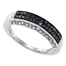 0.51 CTW Black Color Diamond Ring 10KT White Gold - REF-30F2N