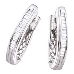 0.47 CTW Diamond Hoop Earrings 10KT White Gold - REF-34K4W