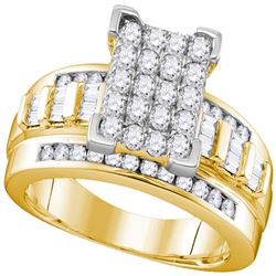 1.02 CTW Diamond Rectangle Cluster Bridal Engagement Ring 10KT Yellow Gold - REF-65W8K