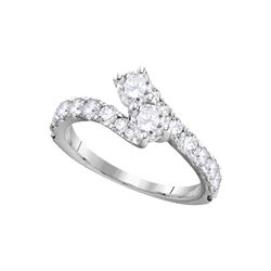 1.46 CTW Diamond 2-stone Bridal Wedding Engagement Ring 14KT White Gold - REF-187Y4X