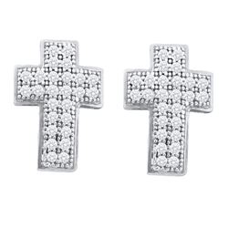 0.15 CTW Diamond Cross Stud Earrings 10KT White Gold - REF-14W9K