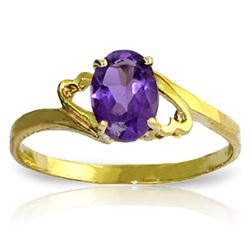 Genuine 0.75 ctw Amethyst Ring Jewelry 14KT Yellow Gold - REF-20Z4N