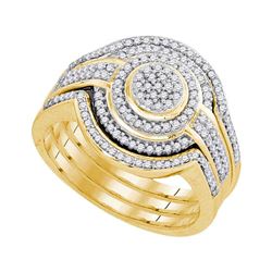 0.50 CTW Diamond Cluster Bridal Engagement Ring 10KT Yellow Gold - REF-56H2M