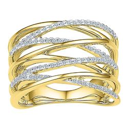 0.25 CTW Diamond Crossover Open Strand Ring 10KT Yellow Gold - REF-33X8Y
