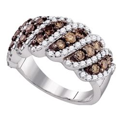 1.5 CTW Cognac-brown Color Diamond Ring 10KT White Gold - REF-104X9Y