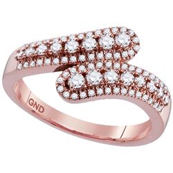 0.49 CTW Diamond Bypass Ring 10KT Rose Gold - REF-41Y9X