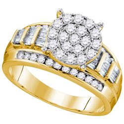 0.97 CTW Diamond Cluster Bridal Engagement Ring 10KT Yellow Gold - REF-59W9K