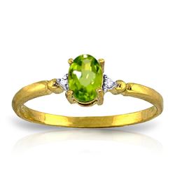 Genuine 0.46 ctw Peridot & Diamond Ring Jewelry 14KT Yellow Gold - REF-27F3Z