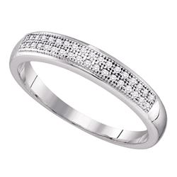 0.10 CTW Pave-set Diamond Bridal Wedding Anniversary Ring 10KT White Gold - REF-13K4W