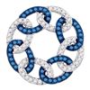 Image 1 : 0.33 CTW Blue Color Diamond Circle Linked Pendant 10KT White Gold - REF-18H2M