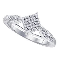 0.19 CTW Diamond Diagonal Square Cluster Ring 10KT White Gold - REF-22X4Y