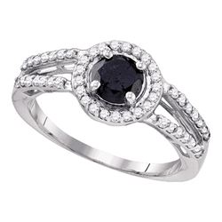 1.06 CTW Black Color Diamond Solitaire Bridal Ring 10KT White Gold - REF-34H4M