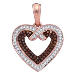 0.25 CTW Red Color Diamond Heart Love Pendant 10KT Rose Gold - REF-26F9N