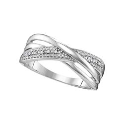 0.02 CTW Diamond Crossover Ring 10KT White Gold - REF-14F9N