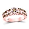 Image 1 : 0.44 CTW Colored Brown Diamond Ring 10KT Rose Gold - REF-57H2M