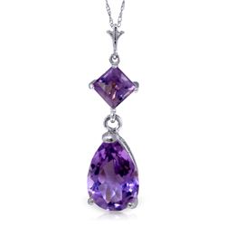 Genuine 2 ctw Amethyst Necklace Jewelry 14KT White Gold - REF-24H3X