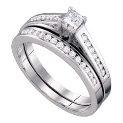 0.49 CTW Princess Diamond Bridal Engagement Ring 14KT White Gold - REF-59M9H