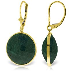 Genuine 46 ctw Green Sapphire Corundum Earrings Jewelry 14KT Yellow Gold - REF-62X3M