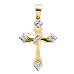 0.18 CTW Diamond Cross Crucifix Pendant 14k Yellow Gold - REF-25M4H