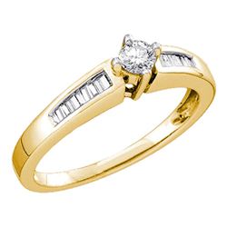 0.25 CTW Diamond Solitaire Bridal Engagement Ring 10KT Yellow Gold - REF-30F2N