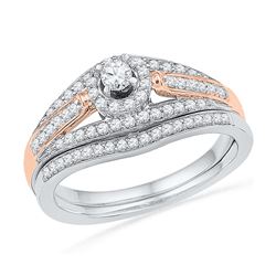 0.51 CTW Diamond Bridal Wedding Engagement Ring 10KT Two-tone Gold - REF-48N7F