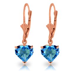 Genuine 3.25 ctw Blue Topaz Earrings Jewelry 14KT Rose Gold - REF-29Z2N