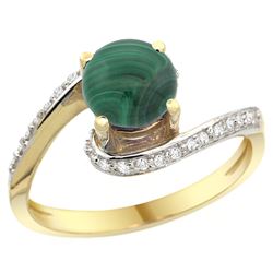 Natural 2.42 ctw malachite & Diamond Engagement Ring 14K Yellow Gold - REF-51G4M