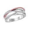 Image 1 : 0.25 CTW Diamond Rope Crossover Strand Ring 10KT Two-tone Gold - REF-37F5N