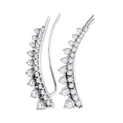 0.96 CTW Diamond Climber Earrings 10KT White Gold - REF-59Y9X