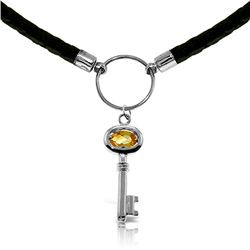 Genuine 0.50 ctw Citrine Necklace Jewelry 14KT White Gold - REF-65H8X